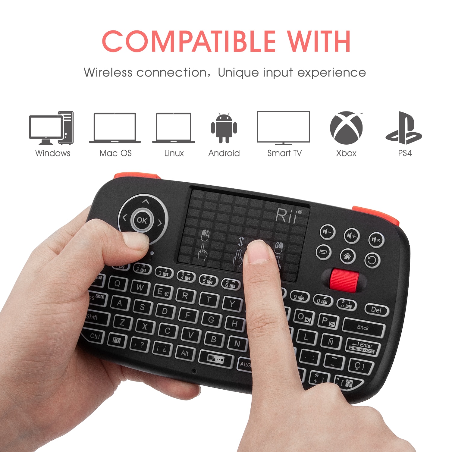Tastatura Techstar® Rii i4, Dual Mode, Wireless, Bluetooth 3.0